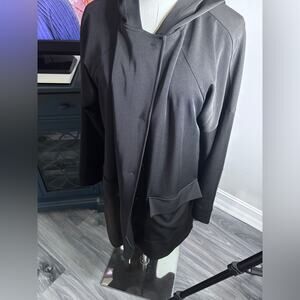 Eileen Fisher Great Black Raincoat with hood. Size Small